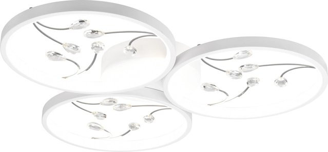 Trio LED Deckenleuchte Groovy in Weiß Matt mit Glasringen, dimmbar, B/T/H: 100 x 7,5 x 34,5 cm - Bild 1