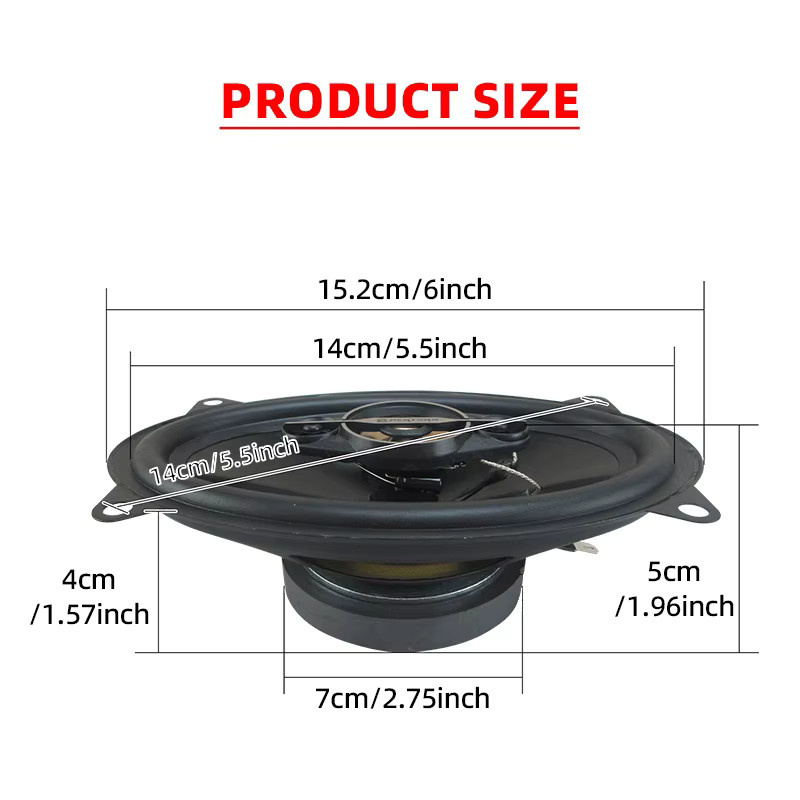 Q-PERTORS 2er Set Auto Koaxial Lautsprecher 500 W HiFi Full Range Stereo Lautsprecher in Schwarz, 4x6 Zoll - Bild 4