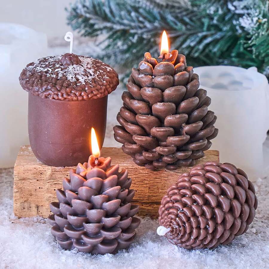 UDOCOOL Silikonform für 3D Tannenzapfen Kerzen und DIY Weihnachtsornamente in Braun - Bild 4