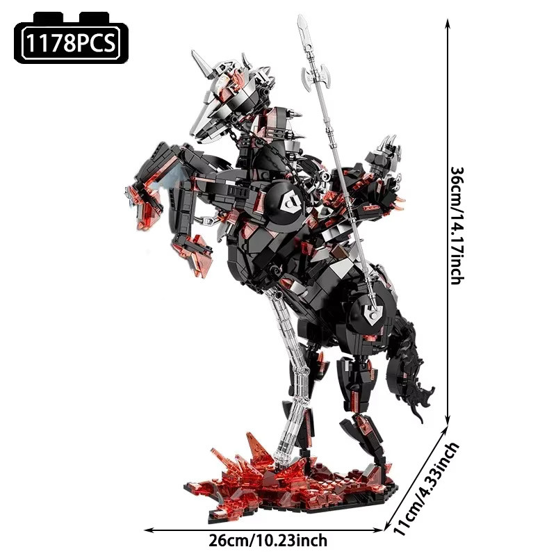 CETYL Mittelalterliche Ritter Bausteine Set mit Pferd Modell, 1178 Teile, Schwarz, Kreatives MOC Spielzeug für Kinder - Bild 2