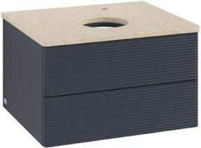 V&B Waschtischunterschrank Antao mit Frontstruktur in Mattblau lackiert, B/T/H: 60 x 36 x 50 cm - Bild 1