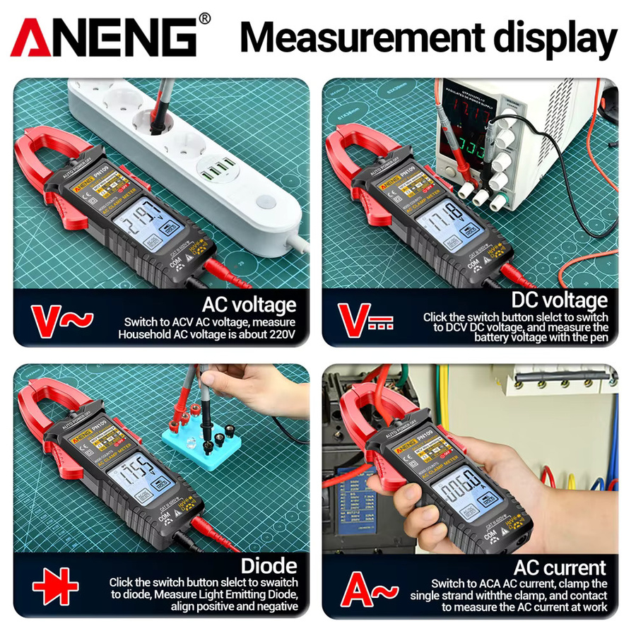 ANENG PN109 Digitales Zangenmessgerät Multimeter mit 600A Hochstrommessung und berührungsloser NCV-Induktionsmessung - Bild 5