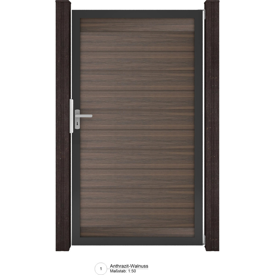 GroJa Solid Steckzaun Tor Universal-DIN in Walnuss, Farbe: Braun, B: 100 cm, H: 180 cm - Bild 2