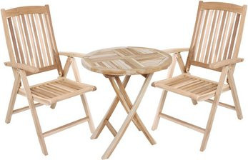 GARDEN PLEASURE Tischgruppe JAVA aus Teakholz, 3-teilig, Braun, B/T/H: 170 x 70 x 75 cm - Bild 1