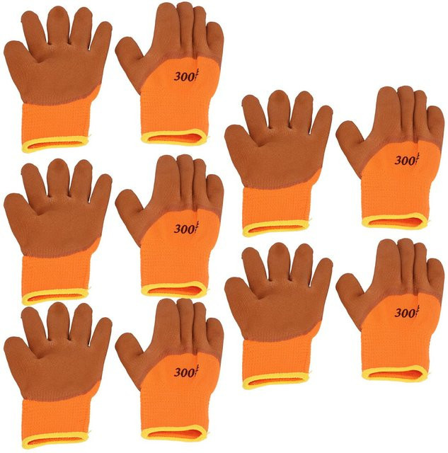 5 Paar Winter-Arbeitshandschuhe aus Nylon in Orange, verschleißfeste und warme Thermohandschuhe für kaltes Wetter - Bild 1
