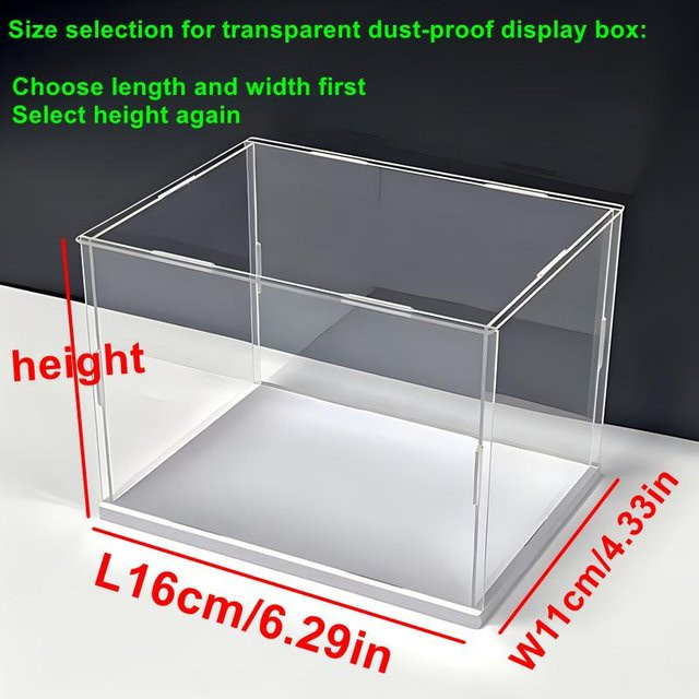 Yiran Furniture Acryl-Vitrine Transparente Staubdichte Displaybox mit weißer Basis, Höhe: 10 cm - Bild 1