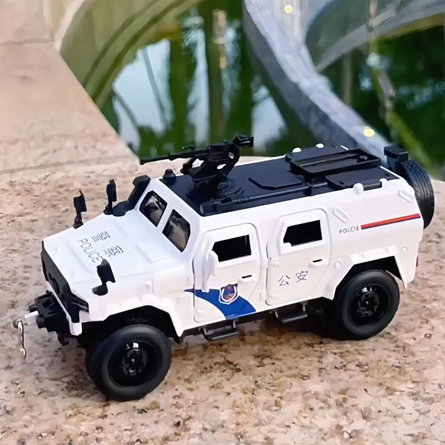 Dongfeng Mengshi Polizeiauto, Modellauto, Maßstab 1:32, Türen geöffnet, Rad zurückziehen, Metall - Bild 1