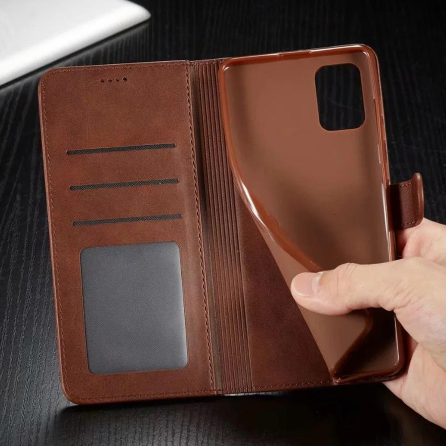 Leder Portemonnaie Klapphülle für Samsung Galaxy S23 S22 S21 S20 S10 S9 S8 Ultra FE A53 A33 A13 A73 A52s A32 A22 A12 5G in Schwarz, Braun, Gelb oder Pink - Bild 2