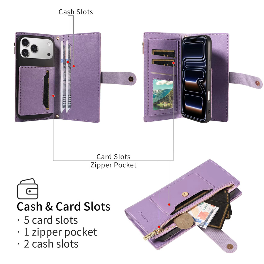 Stoßfeste Samsung Handyhülle aus PU-Leder mit Kordelzug in Lila für Galaxy Note10, Note10+, Note20 und Note20 Ultra - Bild 5