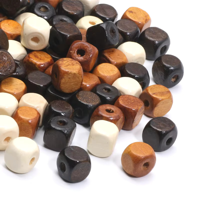Laudsong Holzperlen, quadratische Würfel, 10 mm, Unisex - Bild 5