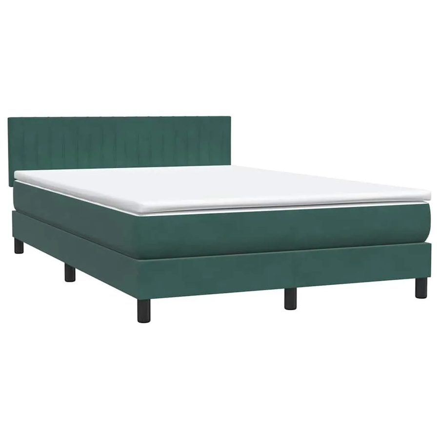 vidaXL Boxspringbett mit Matratze in Dunkelgrün und Weiß, Hybrid-Design aus Samt mit Taschenfederkern, B/T/H: 160 x 220 x 78 cm - Bild 2