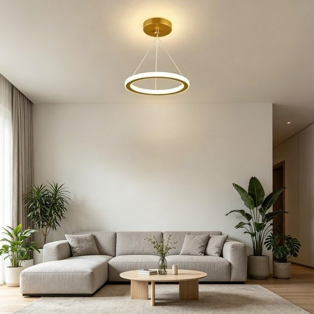 Feimefeiyou LED-Pendelleuchte in Ringform, Weiß, Nordisches Design für Wohnzimmer, Schlafzimmer und Flur - Bild 1