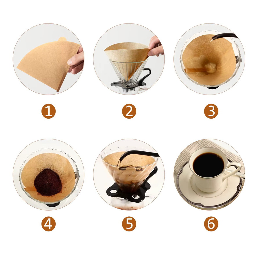 Leeseph Kaffeefilter 01 und 02 als Einwegfilter aus natürlichem Papier in Beige zum Übergießen und für Tropfkaffeemaschinen - Bild 4