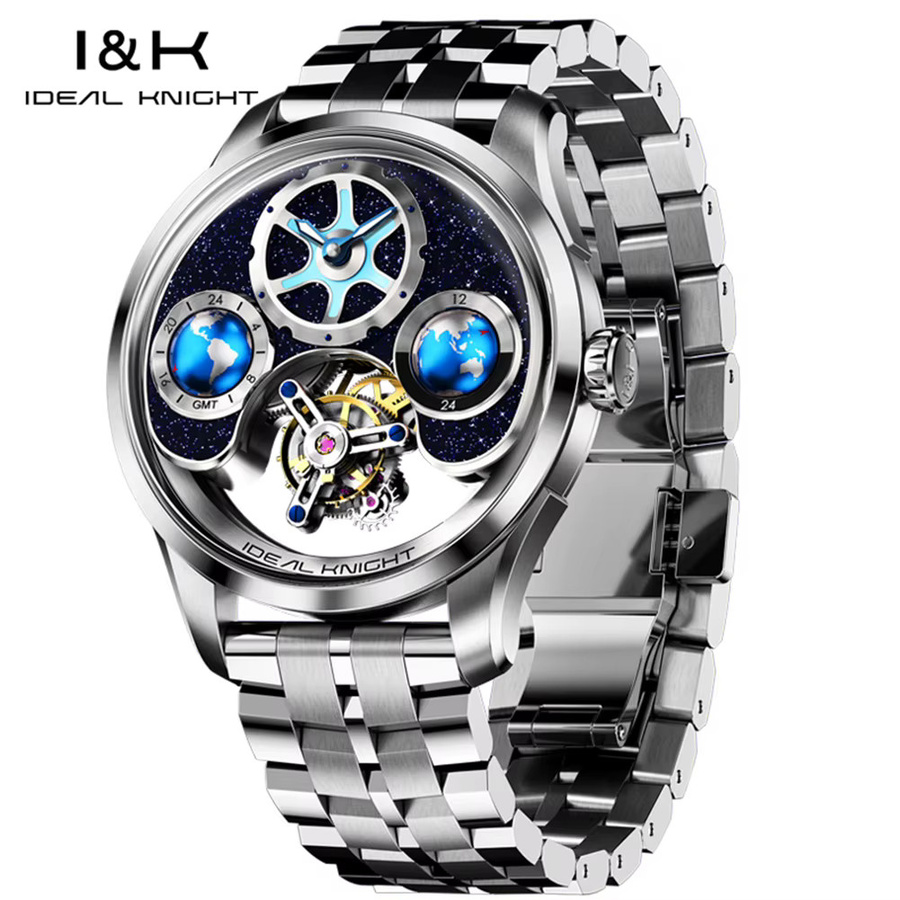 IDEAL KNIGHT Tourbillon-Uhr, Automatik, Edelstahl, Blau, Herren - Bild 2