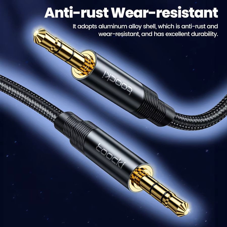 Toocki Audio Aux Kabel 3,5mm Stecker auf Stecker in Schwarz für Auto, Kopfhörer und Lautsprecher - Bild 2