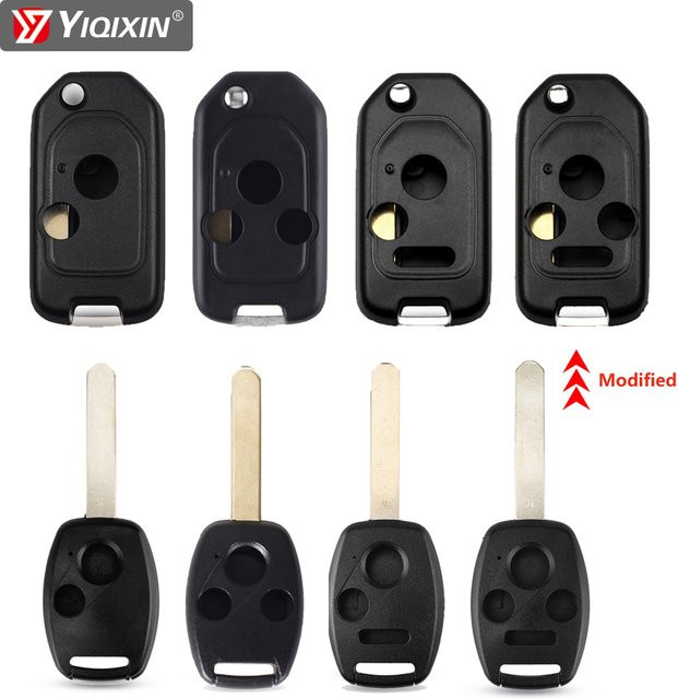 Yiqixin Flip Remote Autoschlüssel Shell mit 2/2007 Tasten in Schwarz für Honda Accord Civic CRV Pilot Insight Jazz HRV 2013-2016 mit ungeschnittener Klinge - Bild 1