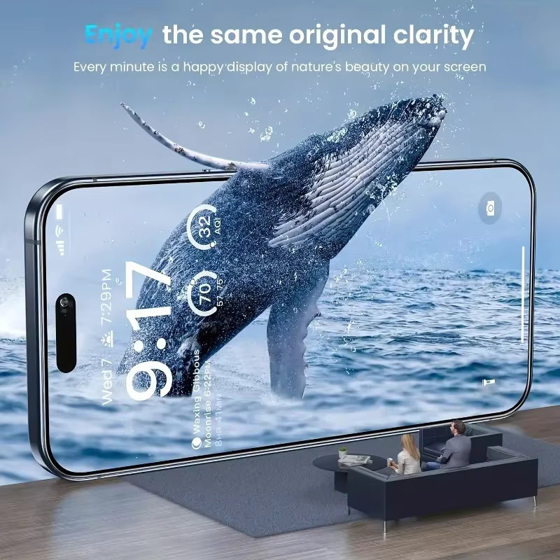 3er Pack Displayschutzfolie aus gehärtetem Glas für Apple iPhone 16 15 14 13 12 11 Pro Max, transparent, HD-Klarheit und Anti-Fingerabdruck - Bild 4