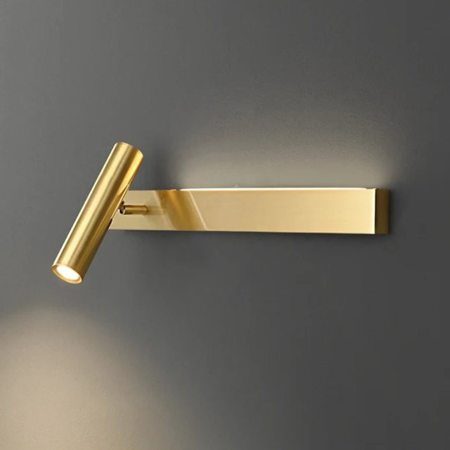Claeted Moderne Wandleuchte aus Kupfer in Gold/Messing, minimalistische lineare Nachttisch-Wandlampe für das Schlafzimmer - Bild 1
