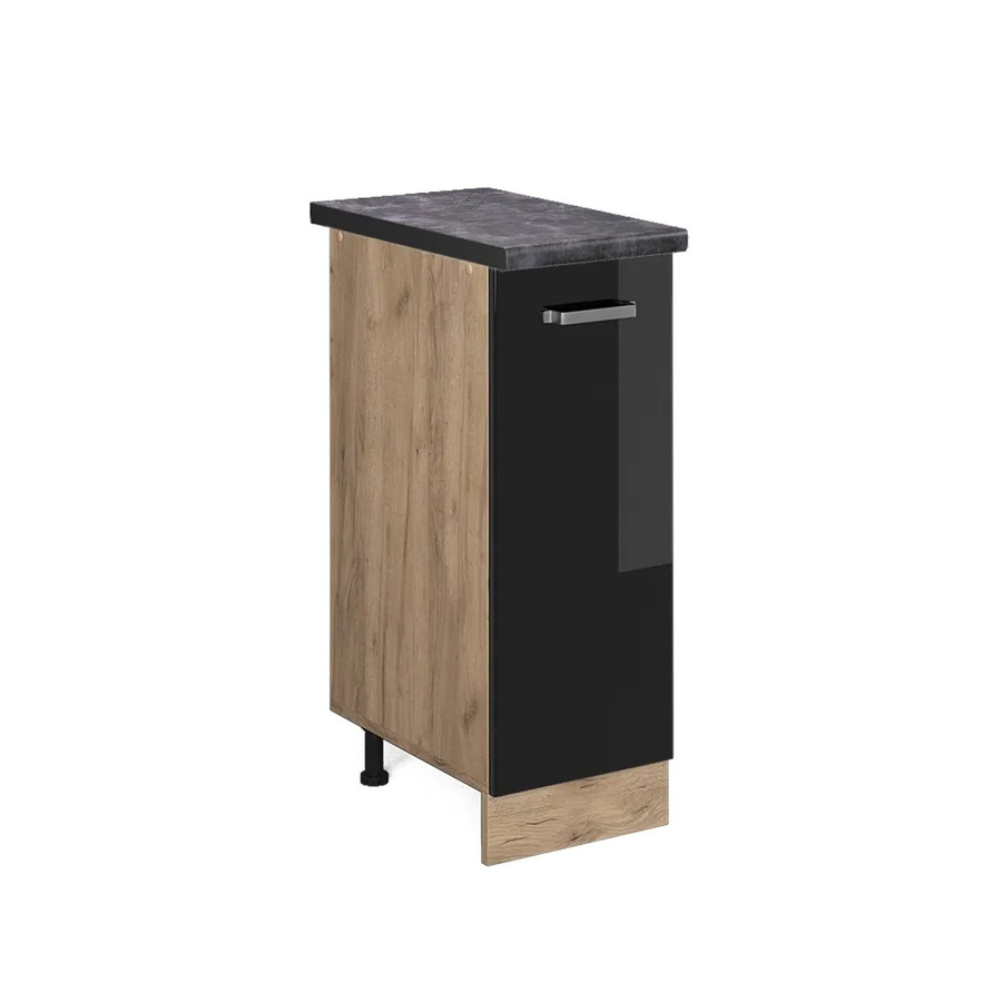 Vicco Apothekerschrank R-Line Schwarz Hochglanz und Goldkraft Eiche in Anthrazit - Bild 2