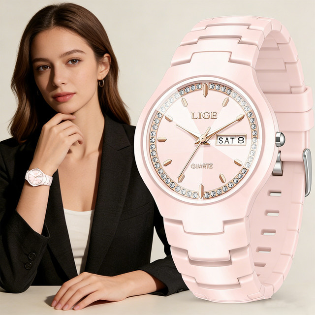 LIGE Armbanduhr Keramik, Quarz, Damen, Wochenkalender - Bild 1