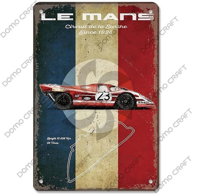 Metallblechschild Rennauto-Plakette F1-Rennstrecke Vintage-Poster von CIFbuy, Farbe: Lichtgrau/Mehrfarbig, Breite: 30 cm, Höhe: 20 cm - Bild 1