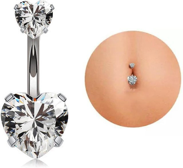 mling Bauchnabelpiercing Herz, Edelstahl, Zirkonia, Unisex - Bild 1