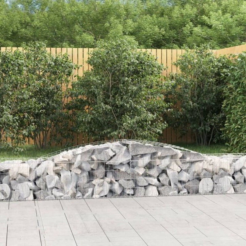 Vidaxl Gabionen mit Hochbogen aus verzinktem Metall in Silber, 2 Stück, B: 400 cm, H: 50 cm, T: 40/60 cm - Bild 1