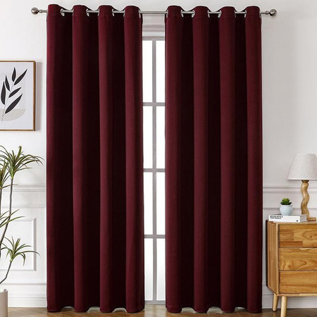 Verdunkelungsvorhang aus Polyester in Dunkelrot, wärmeisolierend und geräuschreduzierend, Breite: 132 cm, Höhe: 46 cm