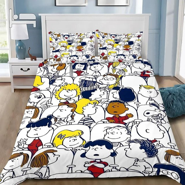 Bettwäsche Set mit Snoopy Motiv für Kinder und Erwachsene, 3-teilig, Multicolor, B/H: 150 x 200 cm - Bild 1