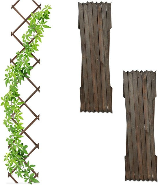 Relaxdays Rankgitter aus Tannenholz in Braun, ausziehbar, 3er Set, Höhe: 180 cm, Breite: 30 cm, Tiefe: 1 cm - Bild 1