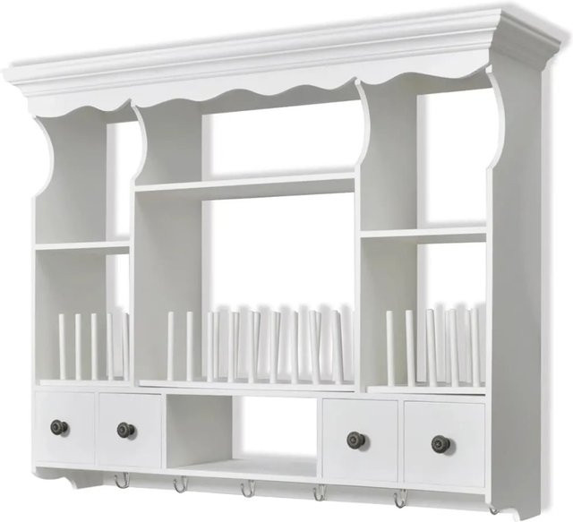 vidaXL Küchenhängeschrank aus Kiefernholz und MDF in Weiß mit Antik-Optik - Bild 1