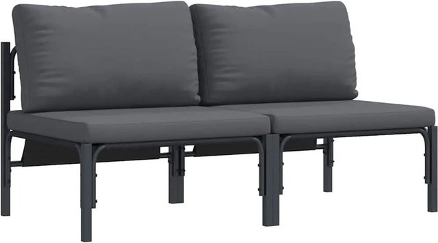 vidaXL Gartenmöbel Set aus 2 Stühlen mit Polsterkissen in Anthrazit, Metallgestell, B/T/H: 80 x 80 x 71 cm - Bild 1