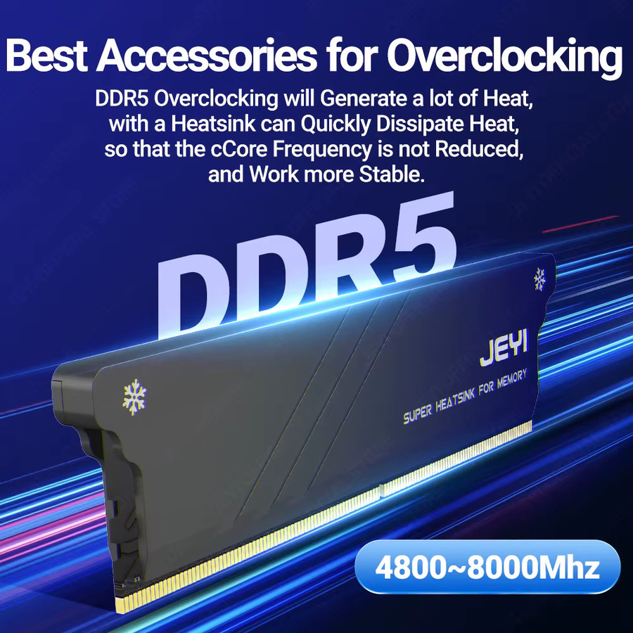 JEYI RAM-Kühlkörper mit Wärmeleitpads für DDR2 DDR3 DDR4 DDR5 Desktop-PCs in Schwarz oder Weiß - Bild 3