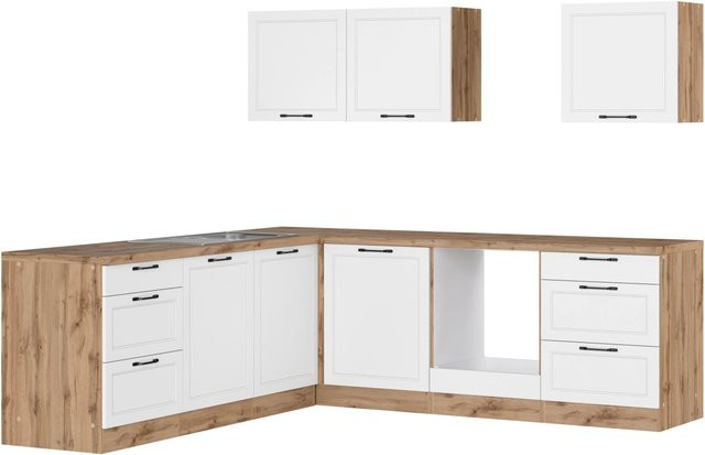 Held Winkelküche Kempten in Landhaus Optik, Farbe Weiß, Breite: 240 cm - Bild 1