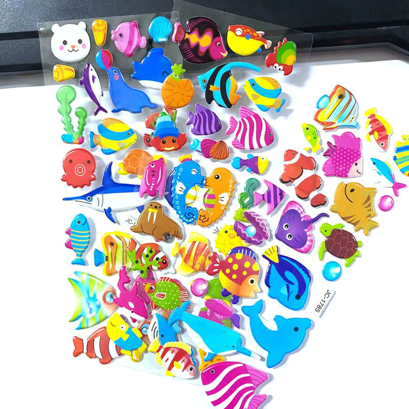 TMZ 3D-Blasenaufkleber mit Meerestieren und Fischen in Multicolour, wiederverwendbare Cartoon-Aufkleber für Schule und Klassenzimmer - Bild 3