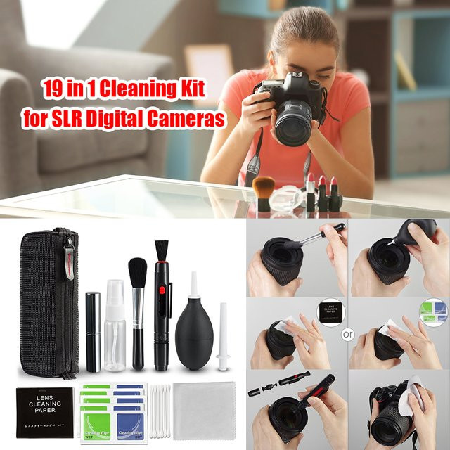 ALLOET Kamera Reinigungsset in Schwarz mit Staubentfernungs-Set, Reinigungsstift und Bürsten-Kit für DSLR-Objektive und Digitalkamera-Sensoren - Bild 1