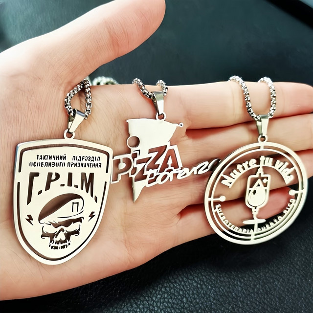 BAUTOBVC Anhänger Halskette Edelstahl, Silber, Unisex - Bild 1