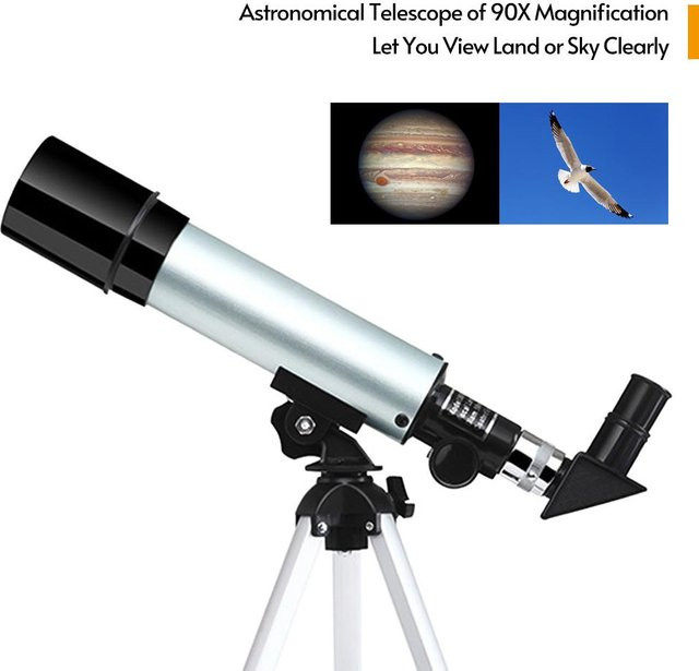 ZuiyouPet1 Astronomisches Teleskop in Silber mit 90-facher Vergrößerung und Stativ für Kinder und Anfänger - Bild 1