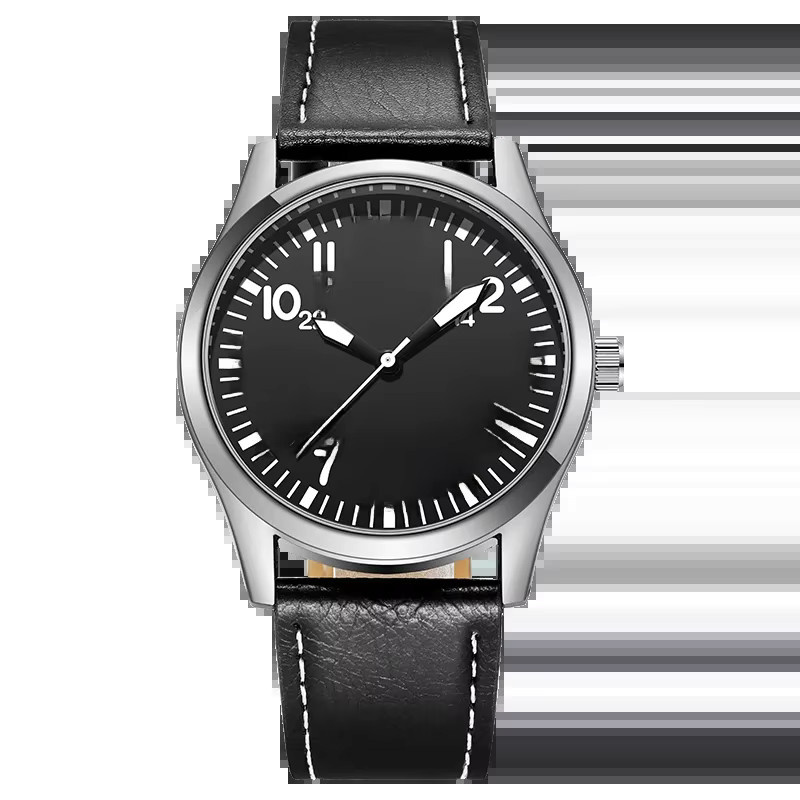 TPW Analoguhr, Edelstahl, Leder, Schwarz, 42 mm, Unisex - Bild 4
