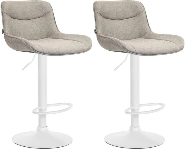 DELUKE 2er Set Barhocker RAGAD in Taupe und Weiß, höhenverstellbare Barstühle mit Lehne und 360 Grad Drehsitz - Bild 1