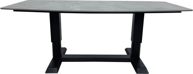 Lifttisch RIVA casa NOVA in Anthrazit und Grau mit höhenverstellbarem Mechanismus, ovale Form aus gesintertem Stein und Aluminium in Beton-Optik, B/T/H: 68,5 x 51,0 x 19,0 cm - Bild 1