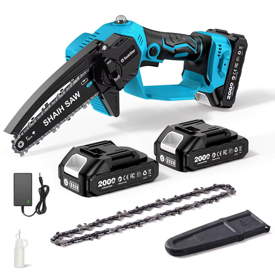 TaskStar Mini-Kettensäge 6 Zoll mit 2 Akkus 2,0 Ah, kabelloses Garten-Elektrosäge-Handwerkzeug kompatibel mit Makita 18V LXT - Bild 9