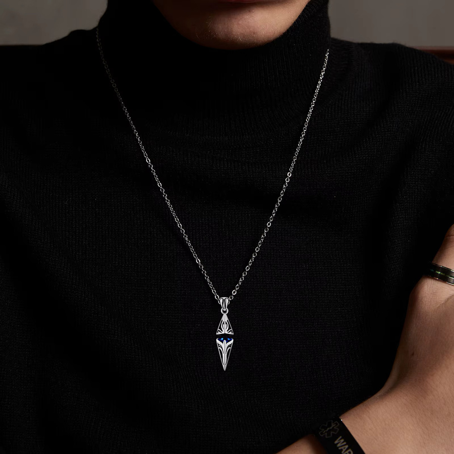 Vnox Halskette, blauer Stein, Edelstahl, geometrischer Anhänger, Herren - Bild 2
