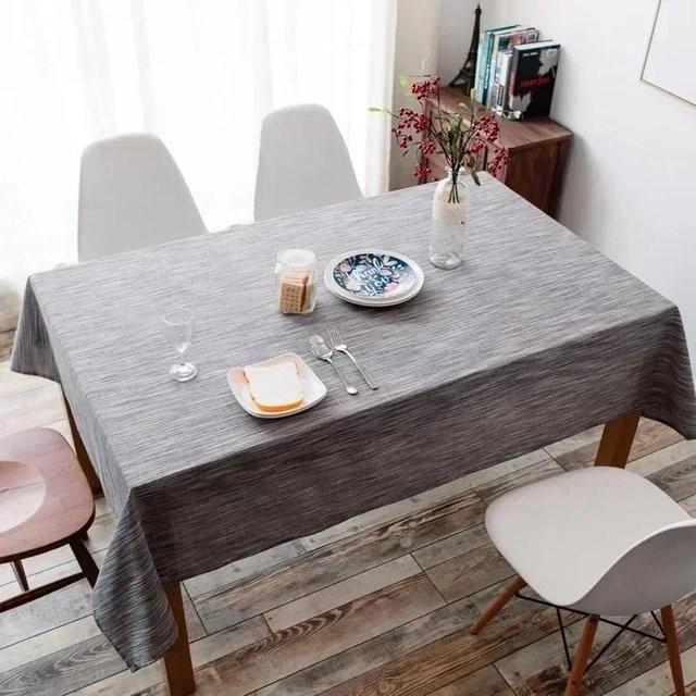 JINGYUE Pet Tischdecke aus Baumwolle und Leinen, grau gestreift, minimalistisches Design, B/T: 60 x 60 cm - Bild 1