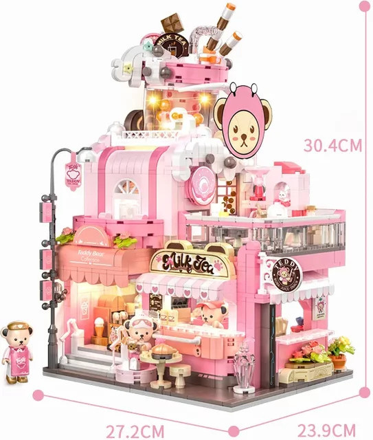 Inbrixx Pink Bubble Tea Store, Bausteinspielzeug, mit LED, Rosa / Pink - Bild 1