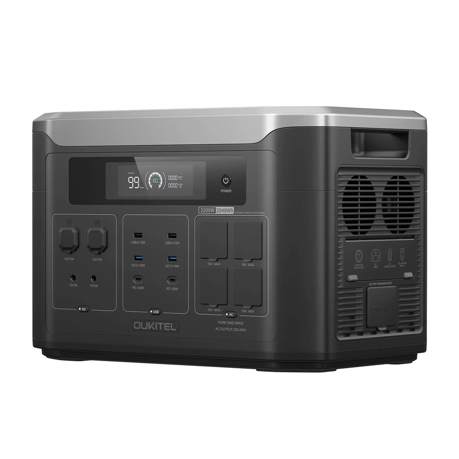OUKITEL BP3000E Tragbare Powerstation mit 2048Wh LiFePO4 Batterie, 3200W Solargenerator mit 220V EU-Steckdose und Reiner Sinuswelle, Schwarz/Grau - Bild 5