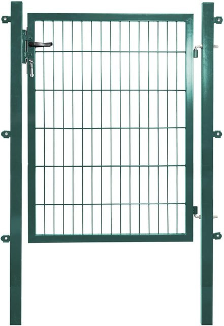Solid Einzeltor aus Stahl in Grün mit Füllung für Doppelstabmatten, Breite: 120 cm, Höhe: 100 cm - Bild 1