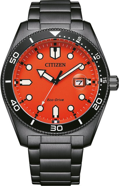 Citizen Armbanduhr, Solar, Edelstahl, Orange, 43 mm, Herren - Bild 1