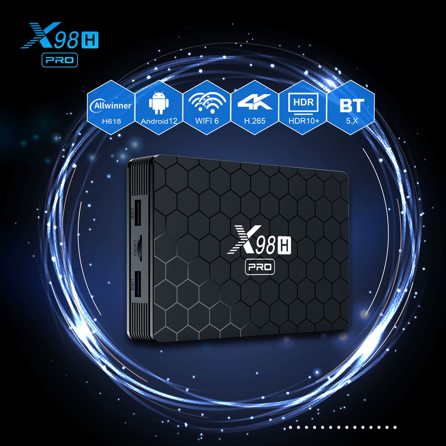 X96H PRO Android 12 TV-Box Media Streamer mit 4GB RAM und 64GB Speicher, Wifi6, Schwarz - Bild 2