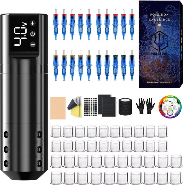 POSEIDON Tattoo Pen Kit für Permanent Make-up, Schwarz - Bild 1